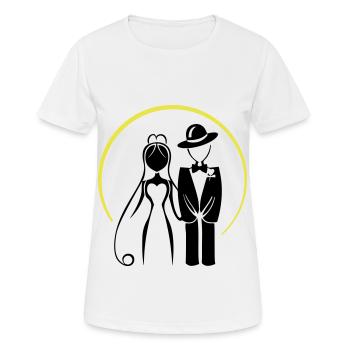 Newlyweds, Married Couple, Wedding - Women's Breathable T-Shirt - white - Front - AI Model Female 172 dark (172cm)