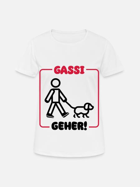 Gassi Gehen Hund - Frauen T-Shirt atmungsaktiv - Weiß