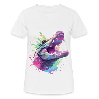 Alligator Crocodile Caiman Reptile Predator Animal - Women's Breathable T-Shirt - white - Front - AI Model Female 172 dark (172cm)