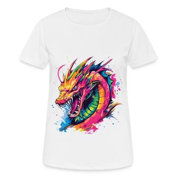 Dragon Colorful Fantasy Magic Mysticism Mythology Art - Women's Breathable T-Shirt - white - Front - AI Model Female 172 dark (172cm)