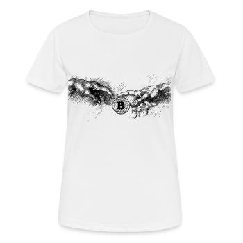 Création des cryptomonnaies Bitcoin - T-shirt respirant Femme - blanc - Devant - AI Model Female 172 dark (172cm)