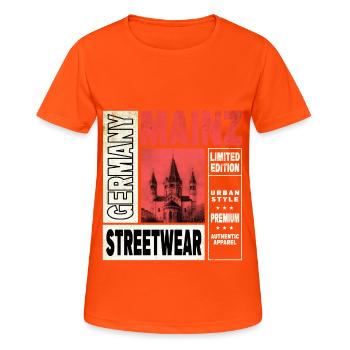 Mainz Germany City Skyline Home Love - Women's Breathable T-Shirt - neon orange - Front - AI Model Female 172 dark (172cm)