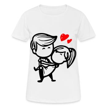 verliebtes Paar mit Herz - Frauen T-Shirt atmungsaktiv - Weiß - Vorne - AI Model Female 172 dark (172cm)