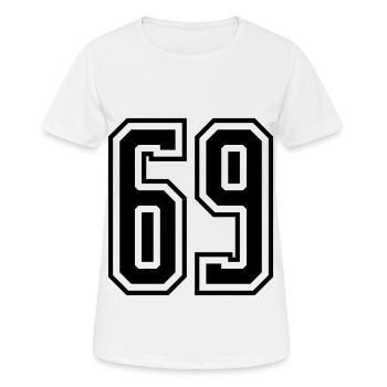69 Number number - Women's Breathable T-Shirt - white - Front - AI Model Female 172 dark (172cm)