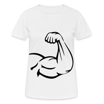 Arm Muskeln Bizeps - Frauen T-Shirt atmungsaktiv - Weiß - Vorne - AI Model Female 172 dark (172cm)