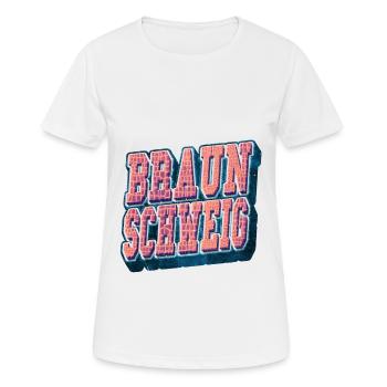 Braunschweig Germany City Font Vintage - Women's Breathable T-Shirt - white - Front - AI Model Female 172 dark (172cm)