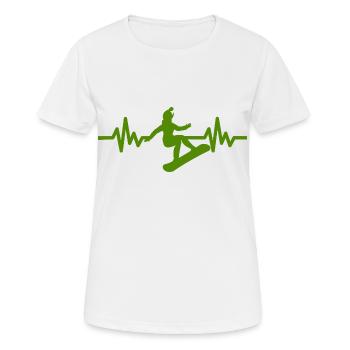 Heartbeat Snowboard - Sports d’hiver Piste de neige - T-shirt respirant Femme - blanc - Devant - AI Model Female 172 dark (172cm)