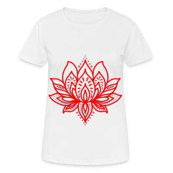 Lotus tattoo red - Women's Breathable T-Shirt - white - Front - AI Model Female 172 dark (172cm)