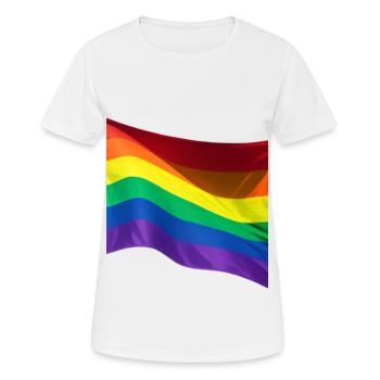 Pride-Monats-Parade LGBTQIA-Flagge - Frauen T-Shirt atmungsaktiv - Weiß - Vorne - AI Model Female 172 dark (172cm)