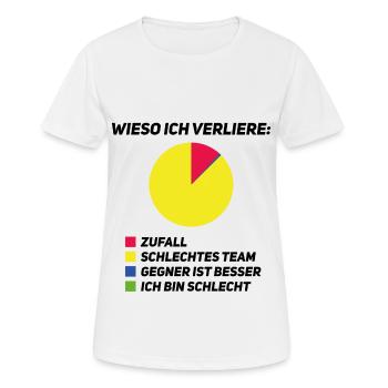 Wieso ich verliere - Kuchendiagramm mit Gründen - Frauen T-Shirt atmungsaktiv - Weiß - Vorne - AI Model Female 172 dark (172cm)