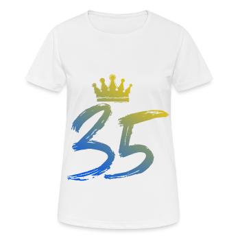 35 Numéro Couronne - T-shirt respirant Femme - blanc - Devant - AI Model Female 172 dark (172cm)