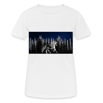Wildnis Sternenhimmel Wildpferd Hengst Pferdenarr - Frauen T-Shirt atmungsaktiv - Weiß - Vorne - AI Model Female 172 dark (172cm)