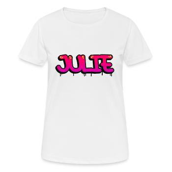 Graffiti-Name Julie - Frauen T-Shirt atmungsaktiv - Weiß - Vorne - AI Model Female 172 dark (172cm)