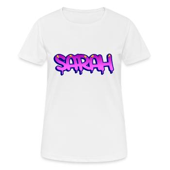 Graffiti prénom Sarah - T-shirt respirant Femme - blanc - Devant - AI Model Female 172 dark (172cm)