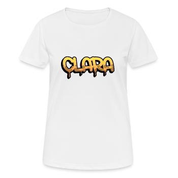 Graffiti prénom Clara - T-shirt respirant Femme - blanc - Devant - AI Model Female 172 dark (172cm)