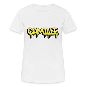 Graffiti prénom Camille - T-shirt respirant Femme - blanc - Devant - AI Model Female 172 dark (172cm)
