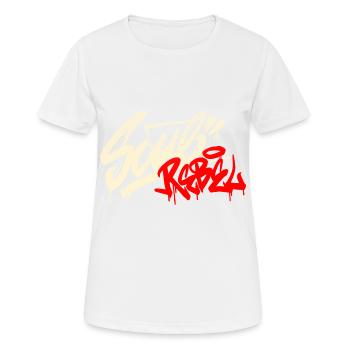 Soul Rebel <- (gold) - Frauen T-Shirt atmungsaktiv - Weiß - Vorne - AI Model Female 172 dark (172cm)