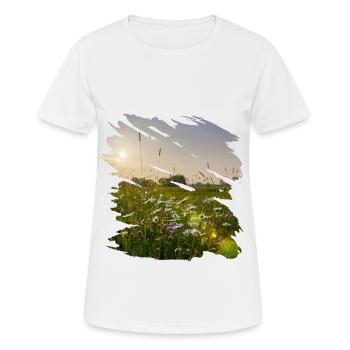 Prairie fleurie pittoresque dans les rayons du soleil - T-shirt respirant Femme - blanc - Devant - AI Model Female 172 dark (172cm)