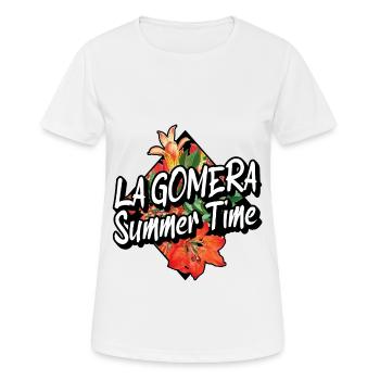 La Gomera Sommer Sonne Strand Meer Palmen - Frauen T-Shirt atmungsaktiv - Weiß - Vorne - AI Model Female 172 dark (172cm)