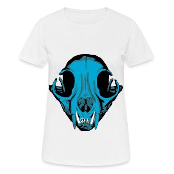 Tête de chien tête de chat tête crâne tête de mort - T-shirt respirant Femme - blanc - Devant - AI Model Female 172 dark (172cm)