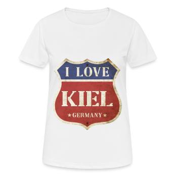 Kiel Deutschland Stadt I Love Vintage Retro - Frauen T-Shirt atmungsaktiv - Weiß - Vorne - AI Model Female 172 dark (172cm)