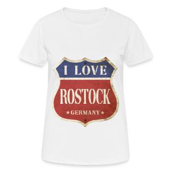 Rostock Deutschland Stadt I Love Vintage Retro - Frauen T-Shirt atmungsaktiv - Weiß - Vorne - AI Model Female 172 dark (172cm)