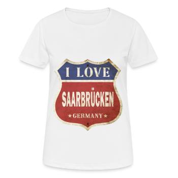 Saarbrücken Deutschland Stadt I Love Vintage Retro - Frauen T-Shirt atmungsaktiv - Weiß - Vorne - AI Model Female 172 dark (172cm)