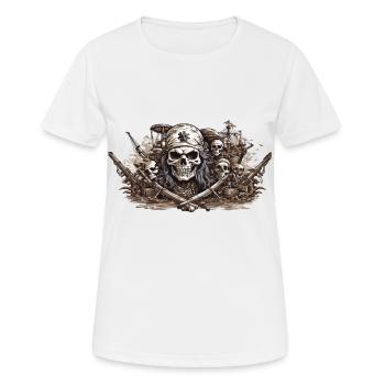 Halloween Piratenflagge Skull Freibeuter Design - Frauen T-Shirt atmungsaktiv - Weiß - Vorne - AI Model Female 172 dark (172cm)