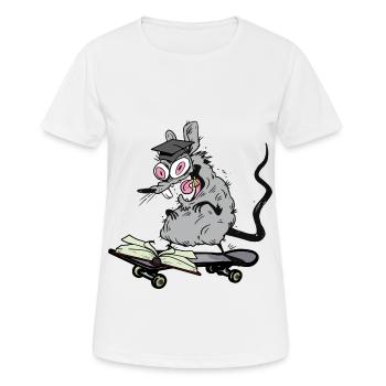 Rat, Érudit, Étudiant, Étudiant, Patineur, Patinage - T-shirt respirant Femme - blanc - Devant - AI Model Female 172 dark (172cm)