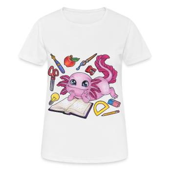 Niedliches Axolotl Kind Einschulung Schulanfang - Frauen T-Shirt atmungsaktiv - Weiß - Vorne - AI Model Female 172 dark (172cm)