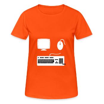 Computer set - T-shirt respirant Femme - orange néon - Devant - AI Model Female 172 dark (172cm)