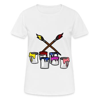 Pinsel Farbe Eimer Maler Künstler Graffiti Getto - Frauen T-Shirt atmungsaktiv - Weiß - Vorne - AI Model Female 172 dark (172cm)