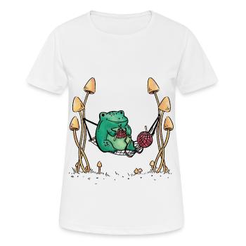 Frosch Handarbeiten Stricken Natur Hängematte - Frauen T-Shirt atmungsaktiv - Weiß - Vorne - AI Model Female 172 dark (172cm)