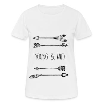 Pfeile Young & Wild - Frauen T-Shirt atmungsaktiv - Weiß - Vorne - AI Model Female 172 dark (172cm)