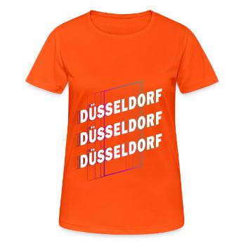 Dusseldorf Germany City Font Skyline - Women's Breathable T-Shirt - neon orange - Front - AI Model Female 172 dark (172cm)