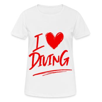 I love diving - Women's Breathable T-Shirt - white - Front - AI Model Female 172 dark (172cm)