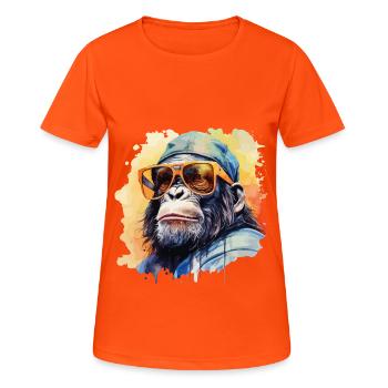 Monkey Sunglasses Cap Cool Chimpanzee Gorilla - Women's Breathable T-Shirt - neon orange - Front - AI Model Female 172 dark (172cm)