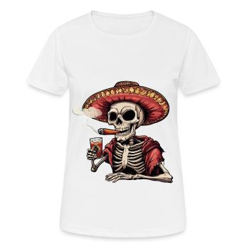 Squelette Crâne Crâne Cigare Liqueur - T-shirt respirant Femme - blanc - Devant - AI Model Female 172 dark (172cm)