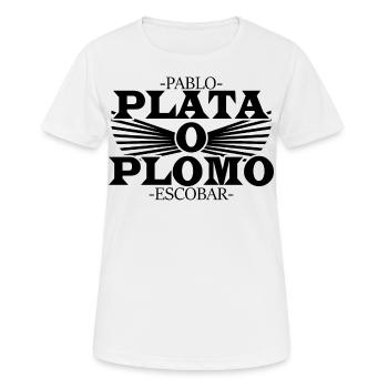 Pablo Escobar-Plata o Plomo - Frauen T-Shirt atmungsaktiv - Weiß - Vorne - AI Model Female 172 dark (172cm)