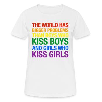 Gay Pride LGBT - The World Has Bigger Problems - Women's Breathable T-Shirt - white - Front - AI Model Female 172 dark (172cm)