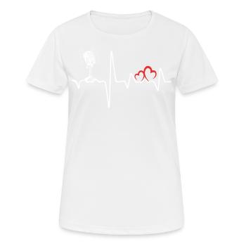 Mikrophon Herzschlag Musiker Sänger Sänger T-Shirt - Frauen T-Shirt atmungsaktiv - Weiß - Vorne - AI Model Female 172 dark (172cm)
