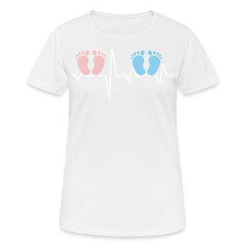 Heartbeat EKG twin mother twin père tea - T-shirt respirant Femme - blanc - Devant - AI Model Female 172 dark (172cm)