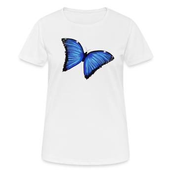 Blaue Schmetterlingsliebe - Frauen T-Shirt atmungsaktiv - Weiß - Vorne - AI Model Female 172 dark (172cm)