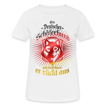 Deutscher Schäferhund - rückt aus - Altdeutsch - Frauen T-Shirt atmungsaktiv - Weiß - Vorne - AI Model Female 172 dark (172cm)