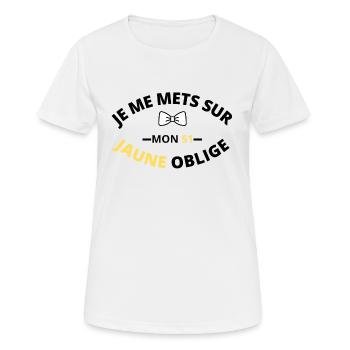 Je me mets sur mon 51 Jaune oblige - T-shirt respirant Femme - blanc - Devant - AI Model Female 172 dark (172cm)