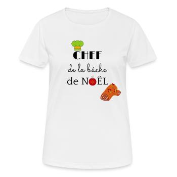 Chef de la bûche de noël - T-shirt respirant Femme - blanc - Devant - AI Model Female 172 dark (172cm)