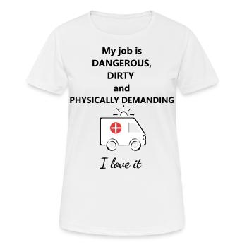 Rettungsdienst Arbeit Rettungssanitäter Sanitäter - Frauen T-Shirt atmungsaktiv - Weiß - Vorne - AI Model Female 172 dark (172cm)