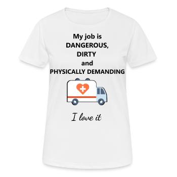 Rettungsdienst Arbeit Rettungssanitäter Sanitäter - Frauen T-Shirt atmungsaktiv - Weiß - Vorne - AI Model Female 172 dark (172cm)