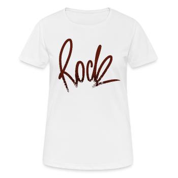 Inscription rock foncé rock ROCK - T-shirt respirant Femme - blanc - Devant - AI Model Female 172 dark (172cm)