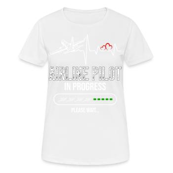 Pilote de ligne en cours Heartbeat Future Pilot - T-shirt respirant Femme - blanc - Devant - AI Model Female 172 dark (172cm)